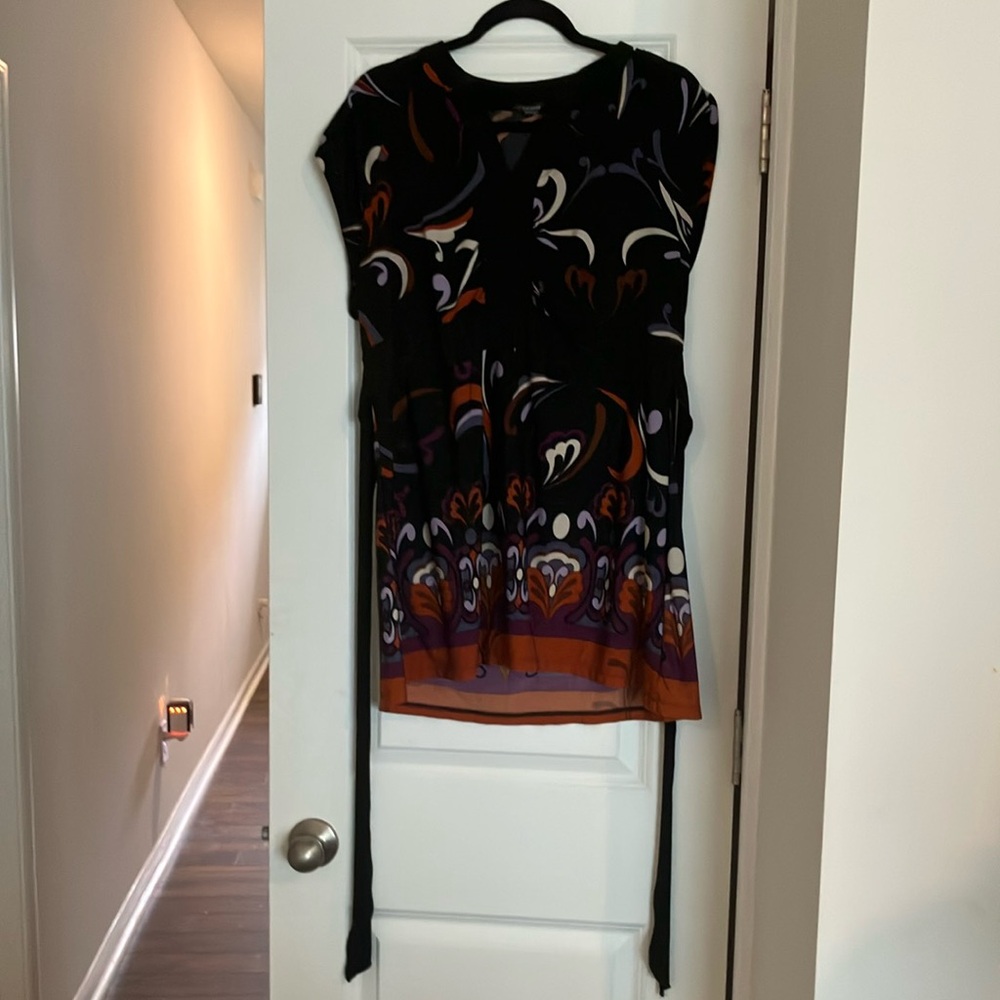 Cocomo Black and Orange Patterned Dress size XL no size tag